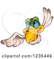 Clipart Of A Flying Parrot Royalty Free Vector Illustration