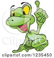 Clipart Of A Smart Frog Holding Up A Finger Royalty Free Vector Illustration
