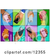 Clay Sculpture Clipart Clay Sculpture Hands With Cell Phones Royalty Free 3d Illustration by Amy Vangsgard