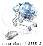 3d Earth Globe In A Shopping Cart Connected To A Computer Mouse