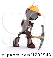 Poster, Art Print Of 3d Red Android Construction Robot Using A Pick Axe
