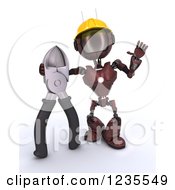 Poster, Art Print Of 3d Red Android Construction Robot With Pliers