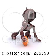 Clipart Of A 3d Red Android Robot Playing American Football 4 Royalty Free Illustration