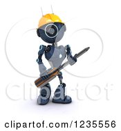Poster, Art Print Of 3d Blue Android Robot With A Screwdriver 3