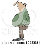 Clipart Of A Chubby Bald Hispanic Man Looking Up Royalty Free Vector Illustration