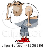 Clipart Of A Thinking Chubby Man In A Sleeveless Shirt Royalty Free Vector Illustration