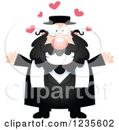 Poster, Art Print Of Chubby Jewish Rabbi With Open Arms And Hearts