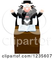 Poster, Art Print Of Enthusiastic Chubby Rabbi At The Pulpit