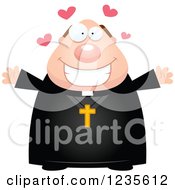 Poster, Art Print Of Chubby Priest With Open Arms And Hearts