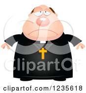 Clipart Of A Depressed Chubby Priest Royalty Free Vector Illustration by Cory Thoman