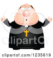 Clipart Of A Careless Shrugging Chubby Priest Royalty Free Vector Illustration by Cory Thoman
