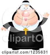 Poster, Art Print Of Friendly Waving Chubby Nun
