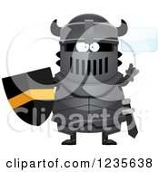 Clipart Of A Talking Black Knight Royalty Free Vector Illustration