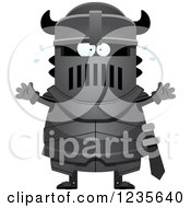 Clipart Of A Scared Screaming Black Knight Royalty Free Vector Illustration