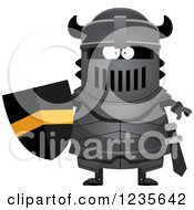 Clipart Of A Black Knight Holding A Sword Royalty Free Vector Illustration