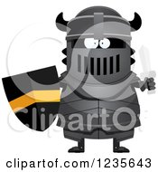 Clipart Of A Black Knight With A Shield And Sword Royalty Free Vector Illustration