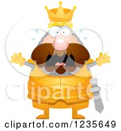 Clipart Of A Scared Screaming Chubby King Knight Royalty Free Vector Illustration