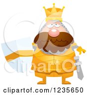 Clipart Of A Depressed Chubby King Knight Royalty Free Vector Illustration