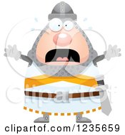 Clipart Of A Scared Screaming Chubby Knight Royalty Free Vector Illustration