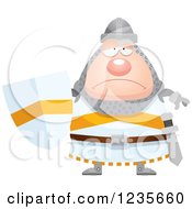 Clipart Of A Depressed Chubby Knight Royalty Free Vector Illustration