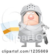 Clipart Of A Depressed Chubby Armoured Knight Royalty Free Vector Illustration
