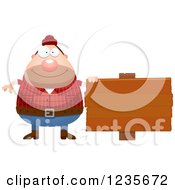 Poster, Art Print Of Chubby Male Lumberjack By A Wood Sign