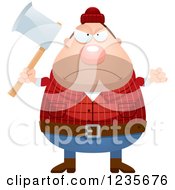 Poster, Art Print Of Mad Chubby Male Lumberjack Holding An Axe