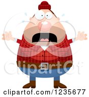 Clipart Of A Scared Screaming Chubby Male Lumberjack Royalty Free Vector Illustration by Cory Thoman