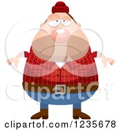 Clipart Of A Depressed Chubby Male Lumberjack Royalty Free Vector Illustration