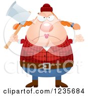 Poster, Art Print Of Mad Chubby Female Lumberjack Holding An Axe