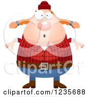 Clipart Of A Surprised Gasping Chubby Female Lumberjack Royalty Free Vector Illustration