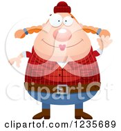Clipart Of A Friendly Waving Chubby Female Lumberjack Royalty Free Vector Illustration by Cory Thoman