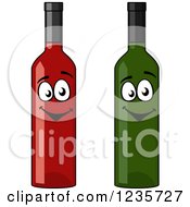 Clipart Of Happy Wine Bottle Characters Royalty Free Vector Illustration