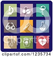 Clipart Of Colorful Health Care Medical Icons On Blue Royalty Free Vector Illustration by Vector Tradition SM
