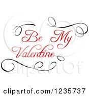 Clipart Of Be My Valentine Text With Black Swirls 2 Royalty Free Vector Illustration