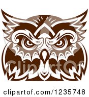 Clipart Of A Brown Owl Face 3 Royalty Free Vector Illustration