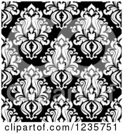 Poster, Art Print Of Seamless Black And White Damask Background Pattern 10