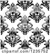Poster, Art Print Of Seamless Black And White Damask Background Pattern 9