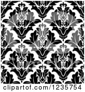 Clipart Of A Seamless Black And White Damask Background Pattern 14 Royalty Free Vector Illustration