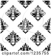 Clipart Of A Seamless Black And White Damask Background Pattern 13 Royalty Free Vector Illustration