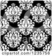 Poster, Art Print Of Seamless Black And White Damask Background Pattern 11