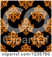 Poster, Art Print Of Seamless Orange And Black Damask Background Pattern