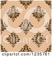 Clipart Of A Seamless Brown And Tan Damask Background Pattern 2 Royalty Free Vector Illustration