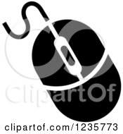 Clipart Of A Black And White Computer Mouse Office Icon Royalty Free Vector Illustration