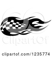 Black And White Flaming Checkered Racing Flag 4