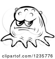 Clipart Of A Grumpy Black And White Amoeba Or Monster Royalty Free Vector Illustration