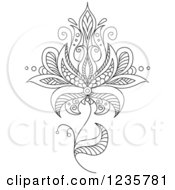 Clipart Of A Black And White Henna Flower 15 Royalty Free Vector Illustration