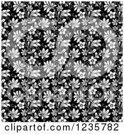 Clipart Of A Seamless Black And White Flowering Vine Background Royalty Free Vector Illustration