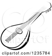Clipart Of A Black And White Banjo Royalty Free Vector Illustration by Vector Tradition SM