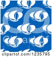 Clipart Of A Seamless White And Blue Sailboat Background Pattern Royalty Free Vector Illustration